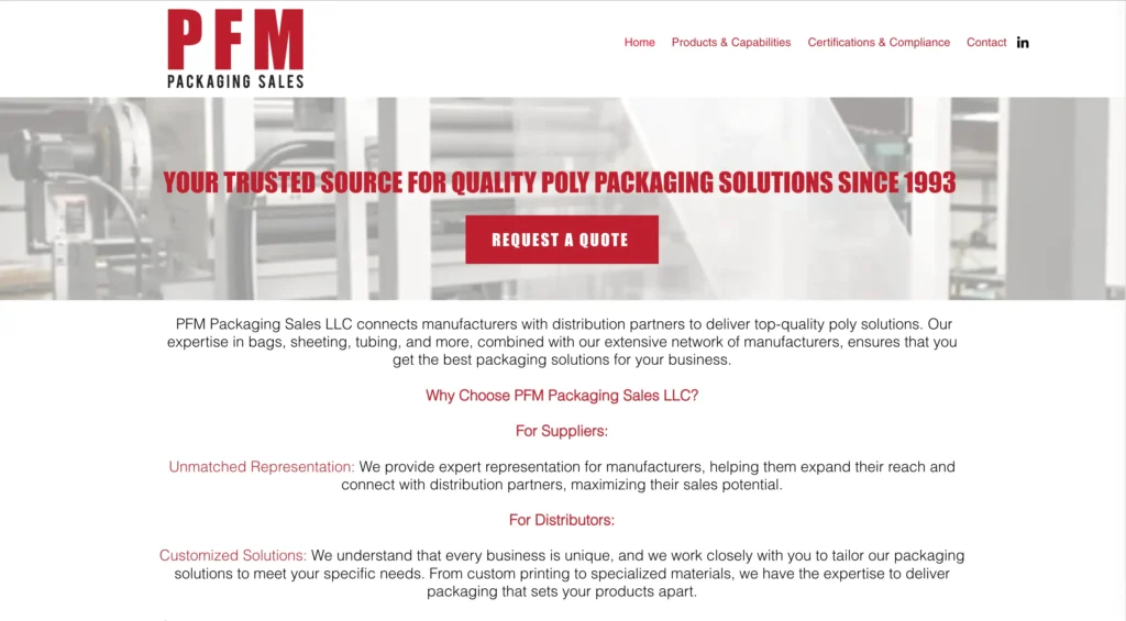 PFM Packaging Machinery website